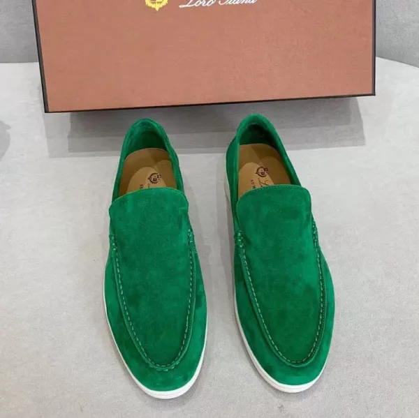 Loro Piana Green Suede Loafers - 1