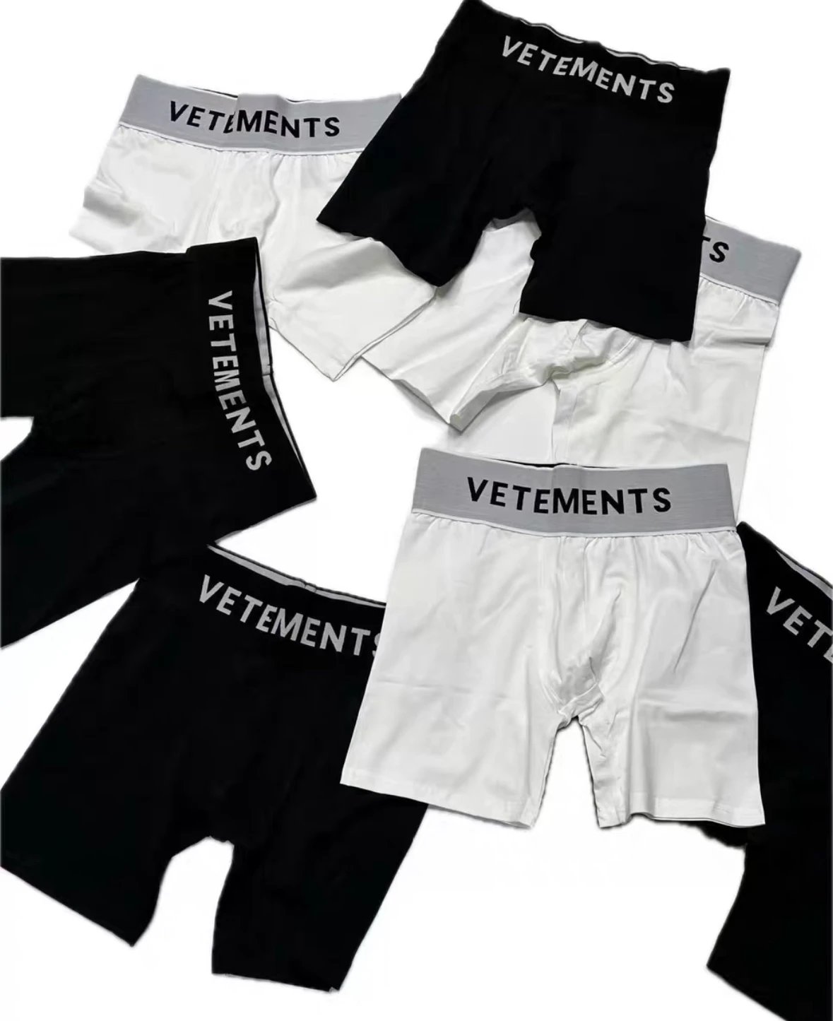 Vetements 24SS Runway Collection Wide-Border Yarn Ribbon Pure Cotton Breathable Long Boxer Briefs