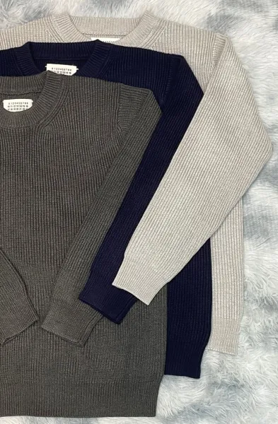 Maison Margiela Ribbed Crewneck Sweater Beige - 17