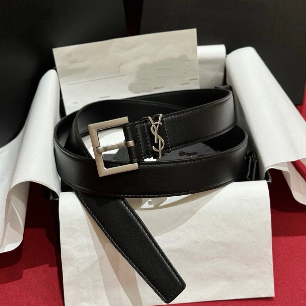 Saint Laurent Monogram Belt Tan Leather 2cm and 3cm Width Belts - 4
