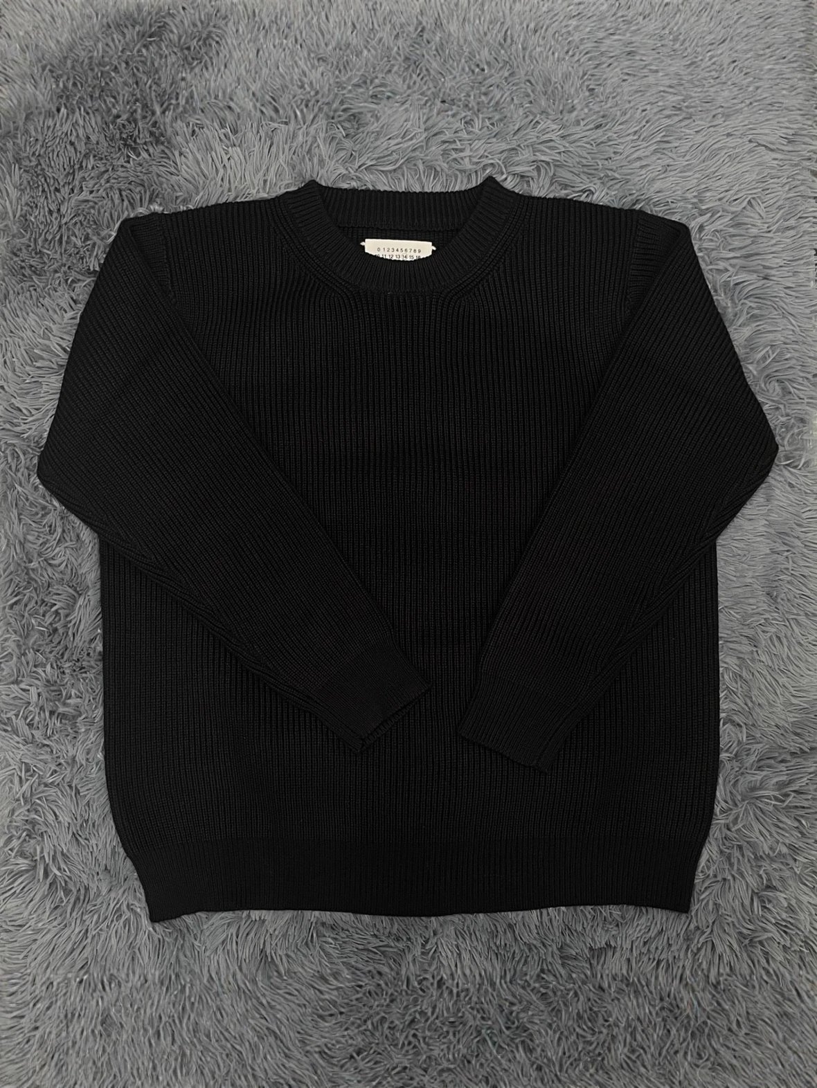 Marge Four-Corner Stitch Logo Margiela Style Solid Color Knit Sweater Round Neck Pullover Warm Unisex Top