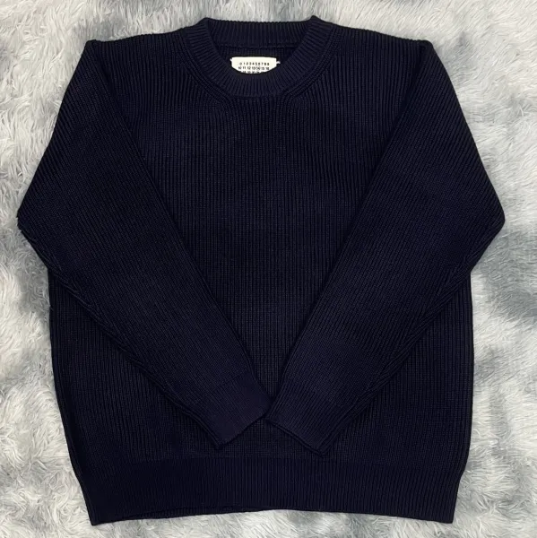 Maison Margiela Ribbed Crewneck Sweater Navy - 1