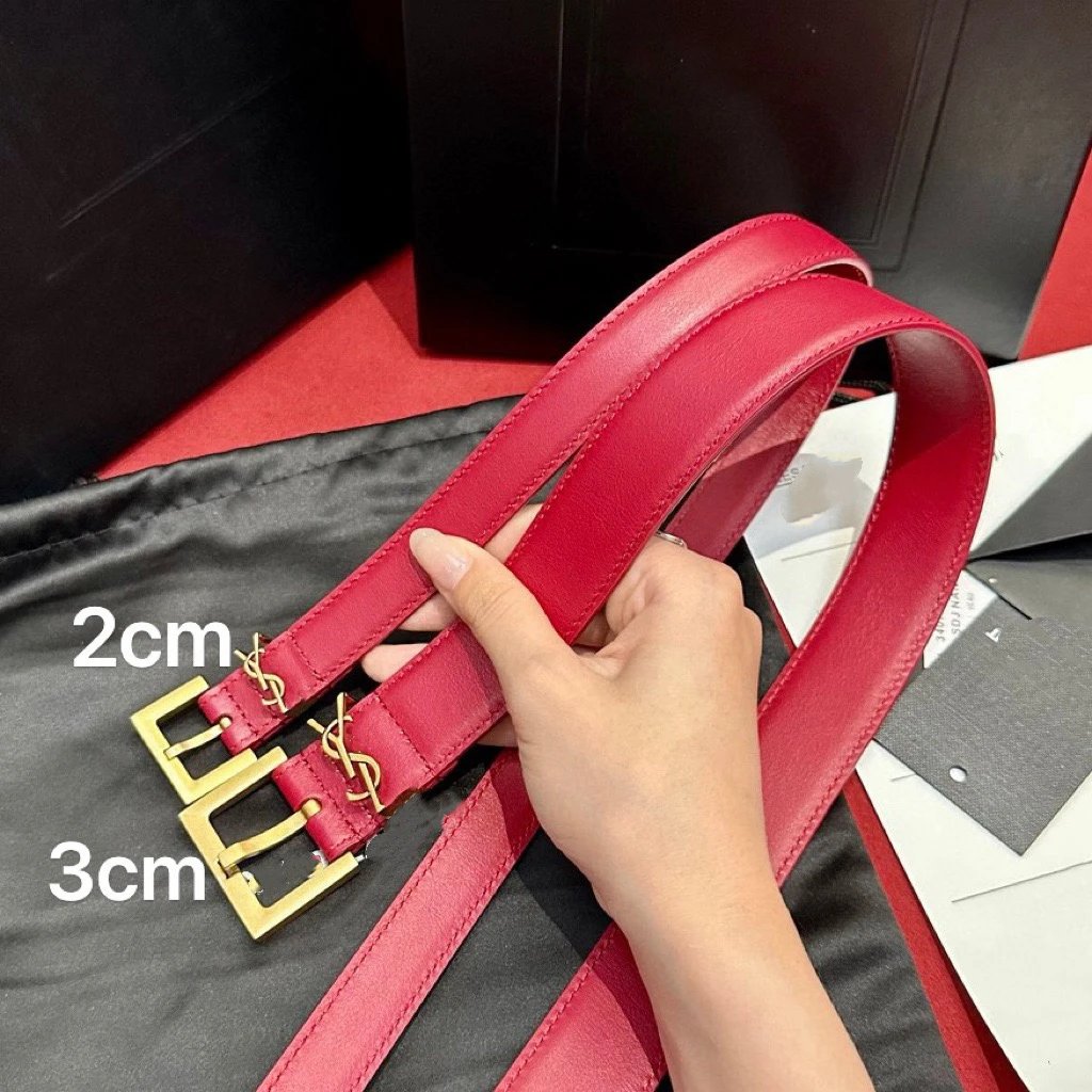 Saint Laurent Monogram Belt Tan Leather 2cm and 3cm Width Belts - 10