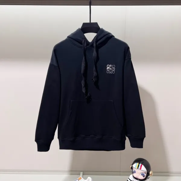 Loewe Anagram Embroidered Black Hoodie - 1