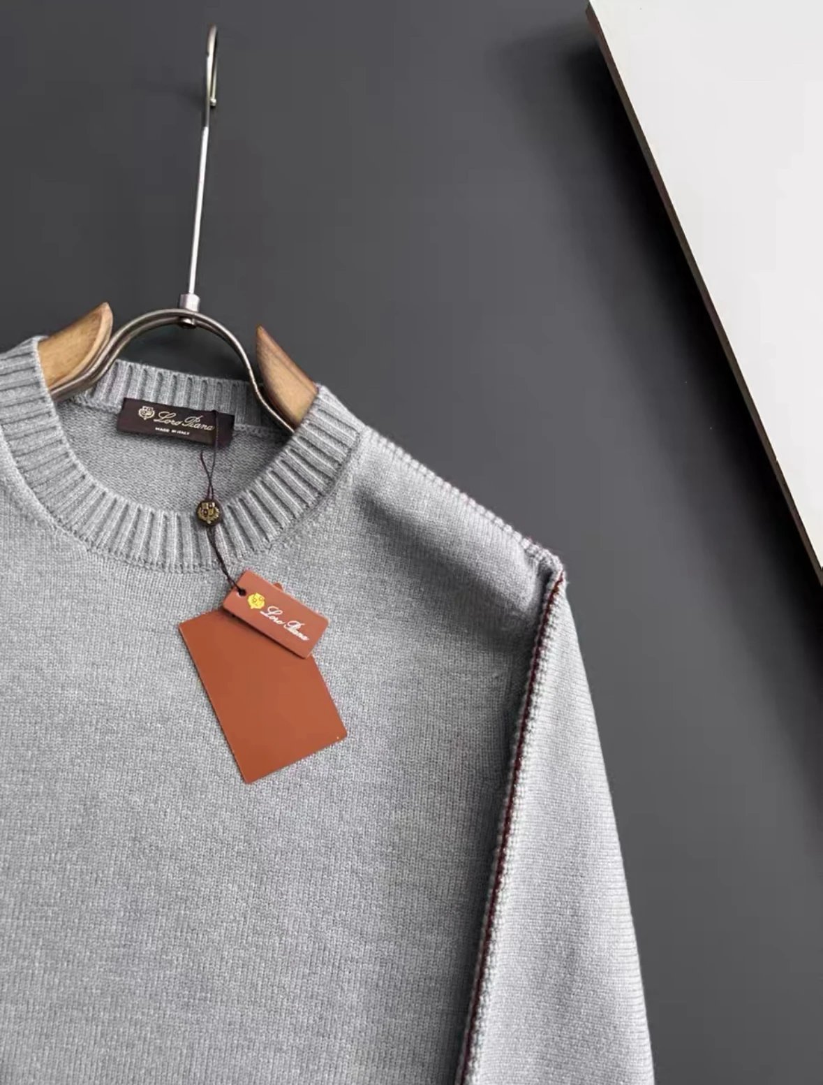 Design Ribbed Detail Crewneck Beige Sweater - 25