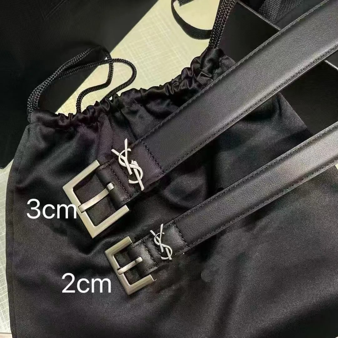 Saint Laurent Monogram Belt Tan Leather 2cm and 3cm Width Belts - 6