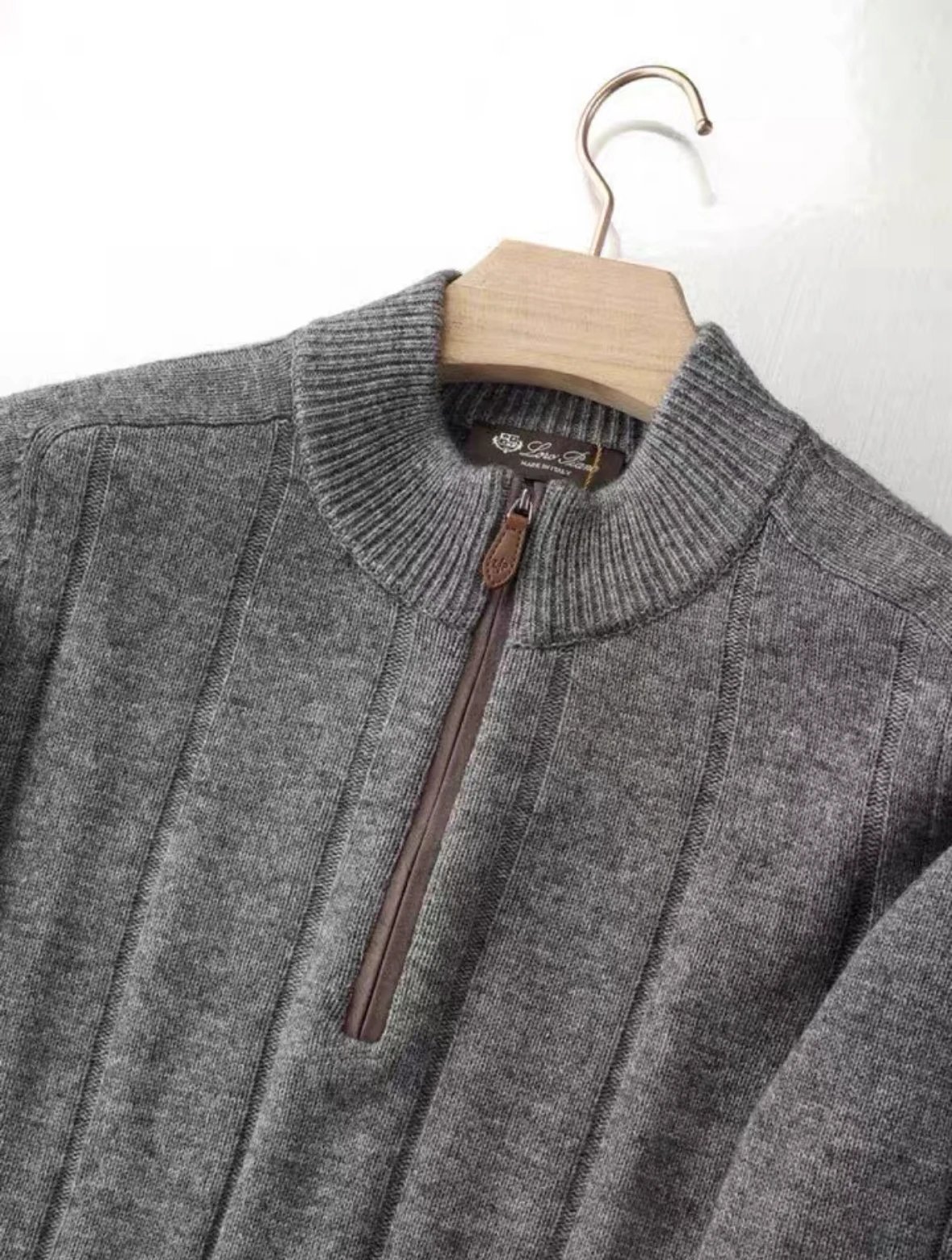 Design Half-Zip Ribbed Knit Sweater Charcoal Gray - 9