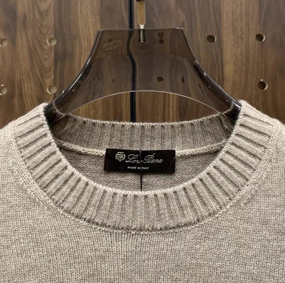 Design Ribbed Detail Crewneck Beige Sweater - 9