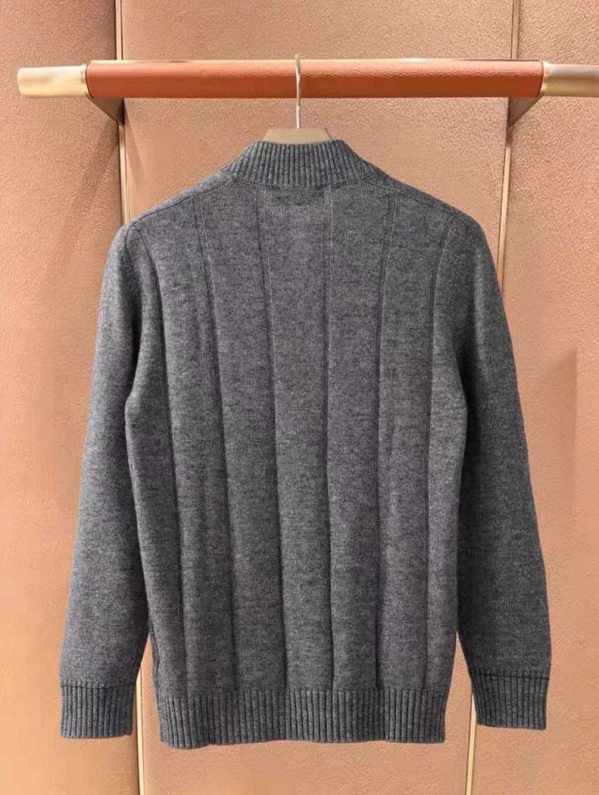 Design Half-Zip Ribbed Knit Sweater Charcoal Gray - 8