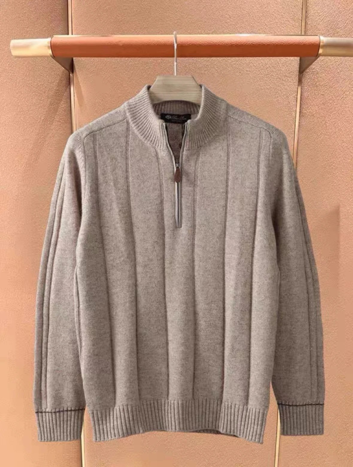 Design Half-Zip Ribbed Knit Sweater Charcoal Gray - 6