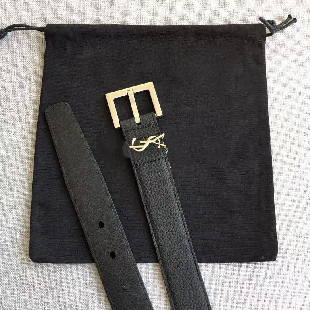 Saint Laurent Monogram Belt Tan Leather 2cm and 3cm Width Belts - 12