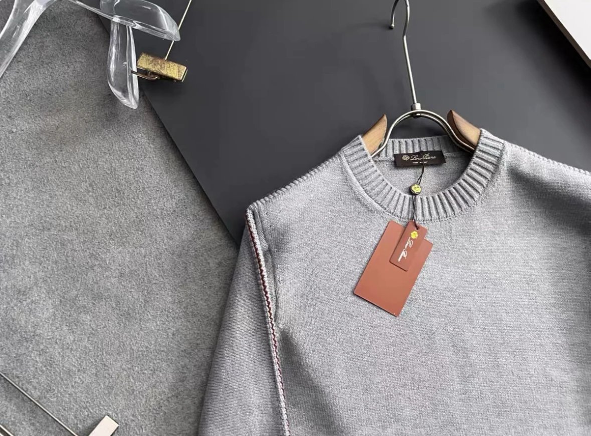 Design Ribbed Detail Crewneck Beige Sweater - 24