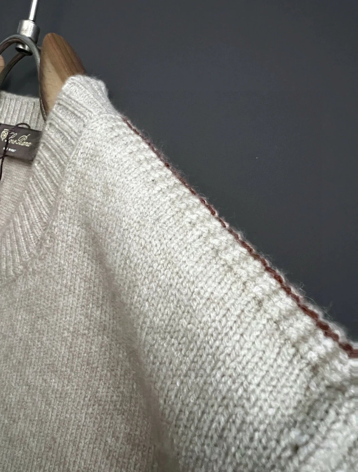 Design Ribbed Detail Crewneck Beige Sweater - 20