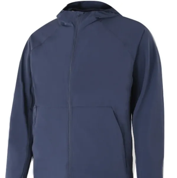Design Technical Hooded Windbreaker Navy Outerwear - 1