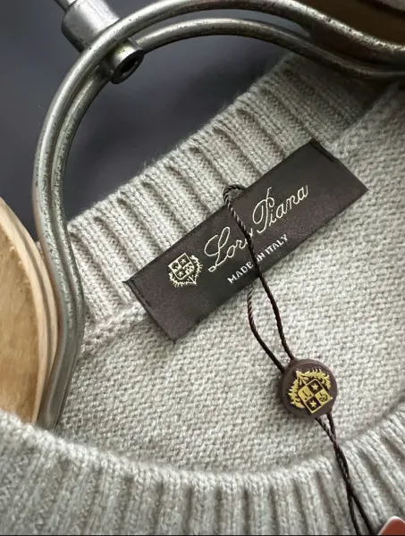 Design Ribbed Detail Crewneck Beige Sweater - 19