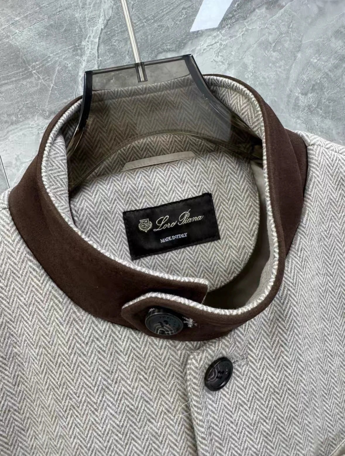 Design Mandarin Collar Wool Blazer Beige Outerwear - 11