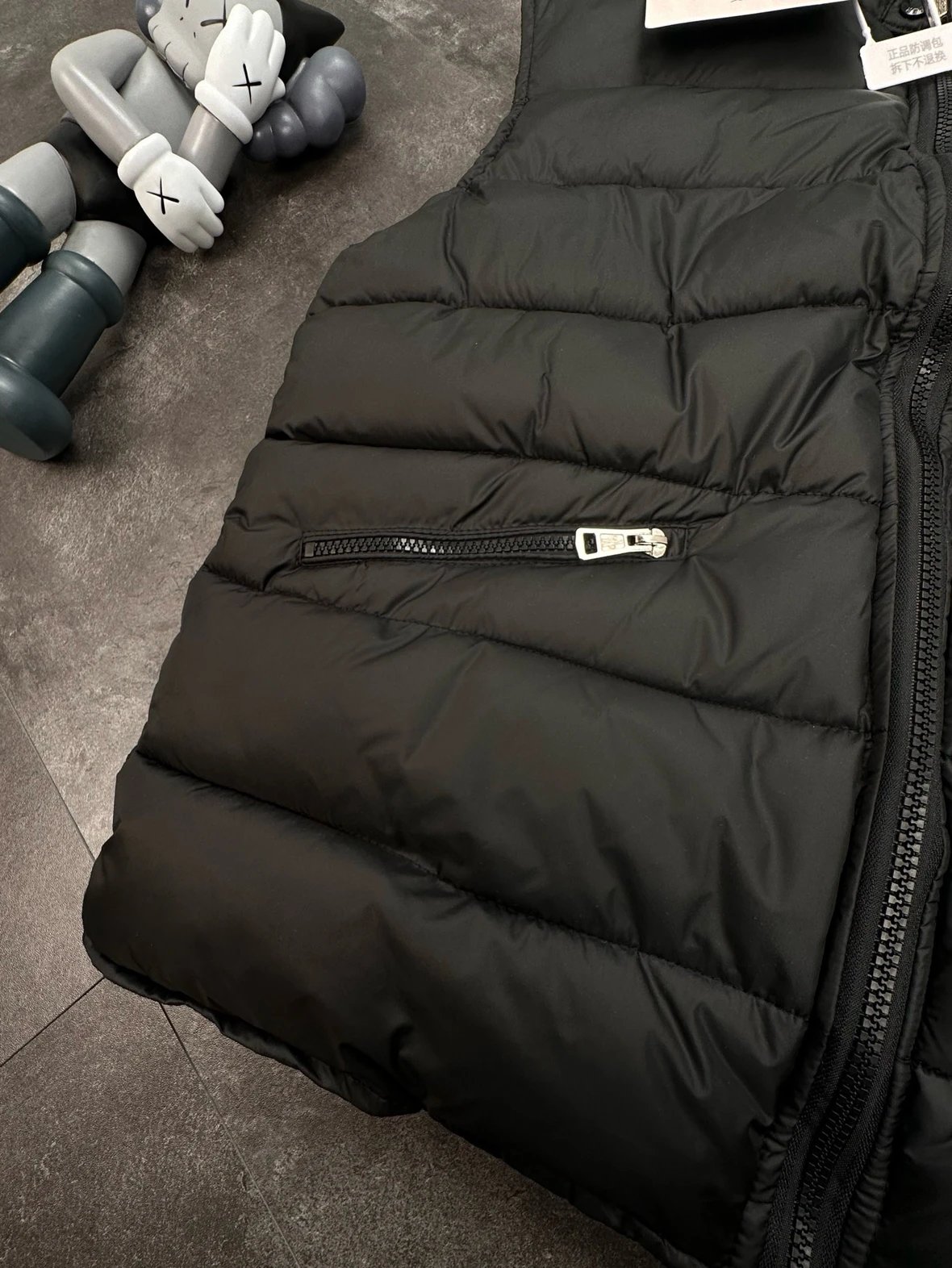 Moncler Down Vest Black with White Sleeve Contrast - 12