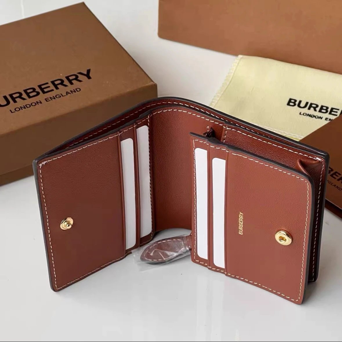 Burberry Horseferry Check Card Holder Black and Beige Wallet - 13