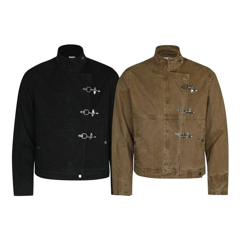 Design Duffle Jacket Brown Canvas Outerwear - 7