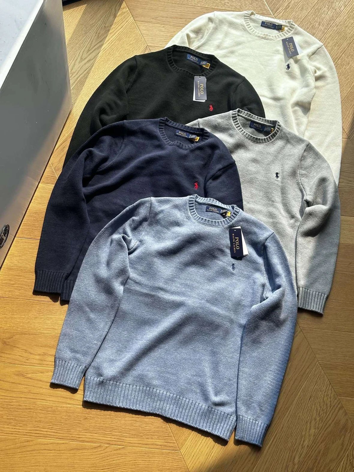 RL Ralph FW22 solid color logo embroidered round neck pullover long sleeved sweater for winter couples