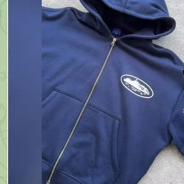 Stone Island Logo Patch Zip-Up Hoodie Navy - 1
