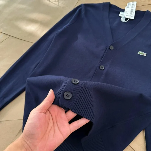 Lacoste Hoodies & Sweatshirts Faux Two-Piece Collared Sweatshirt with V-Neck Overlay product detail image 17