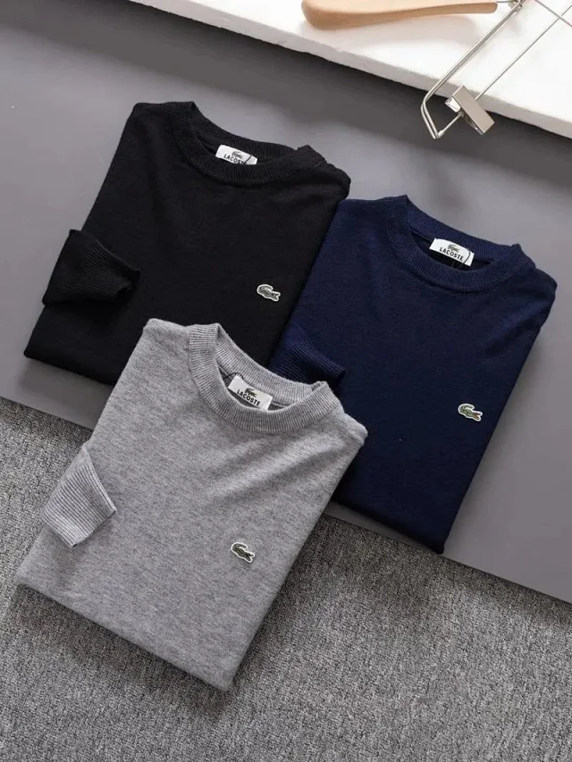 Lacoste Hoodies & Sweatshirts Faux Two-Piece Collared Sweatshirt with V-Neck Overlay product detail image 24
