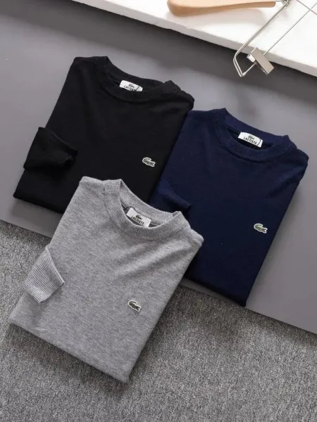 Lacoste V-Neck Collared Sweater Black - 25
