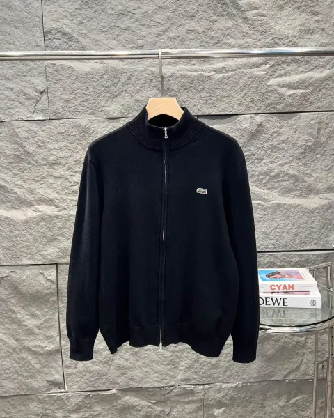 Lacoste V-Neck Collared Sweater Black - 14