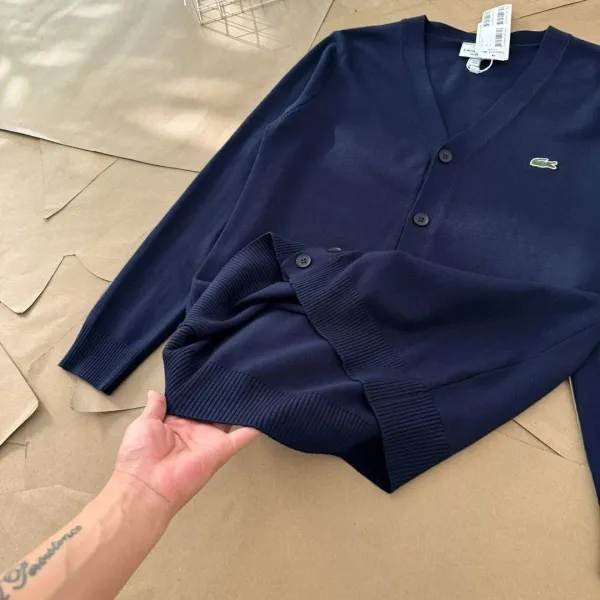 Lacoste V-Neck Collared Sweater Black - 19