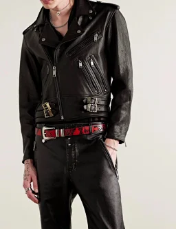 thumbnail for [The second batch of replenishment deposit] ERD23aw Rose Buckle Leather Jacket Australian Imported Xiaoshan Leather Embryo Full Grain Natural Drop Pattern Motorcycle Leather Jacket