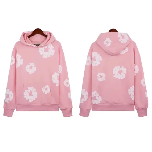 Design Floral Print Pink Hoodie - 1