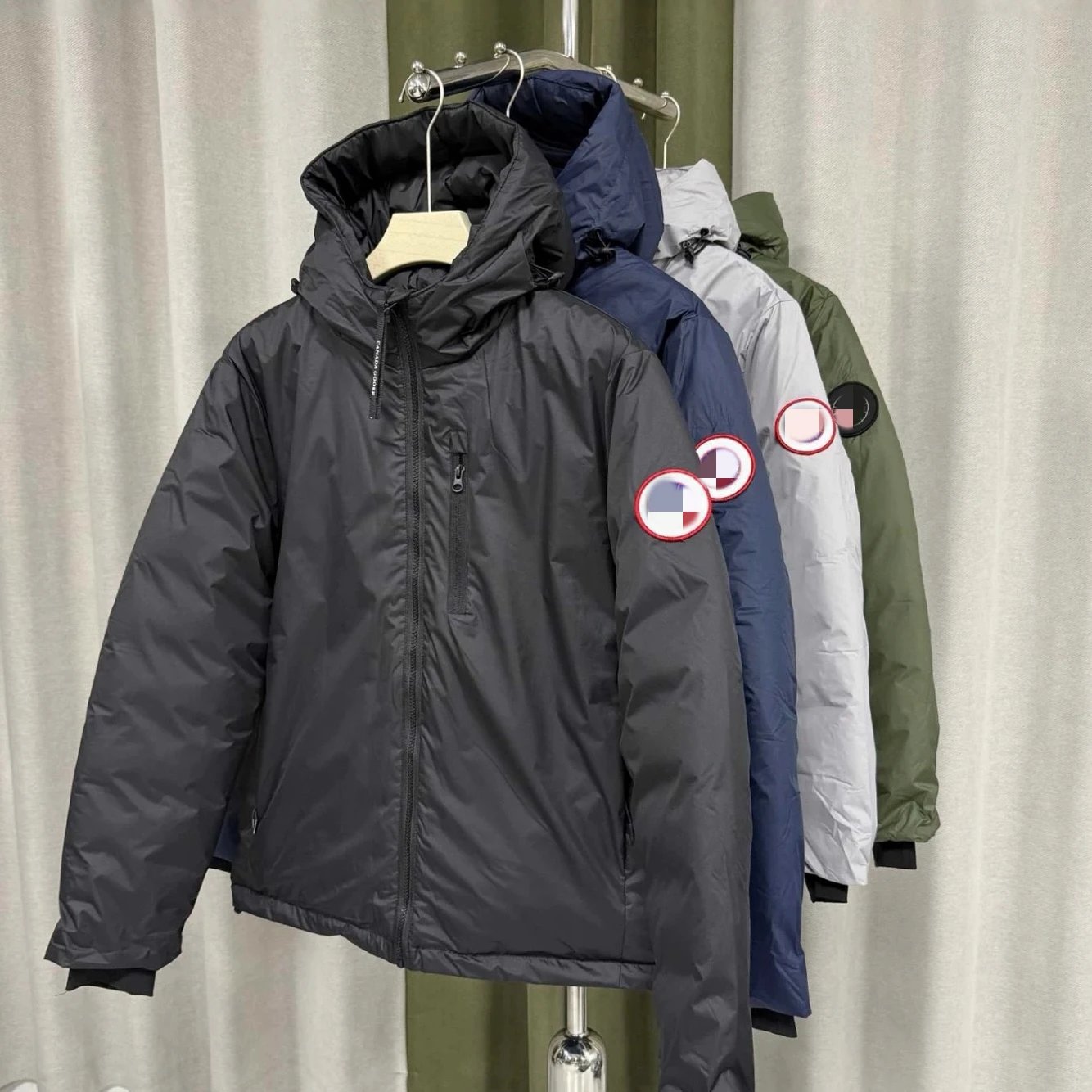 Arm Badge Down Parka Jacket