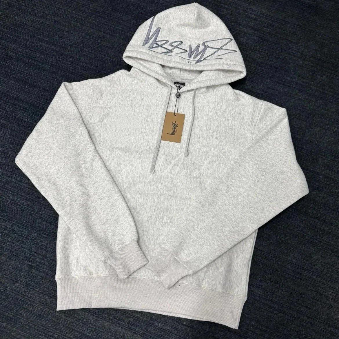 Stüssy Signature Script Hoodie Heather Gray Hoodie - 14