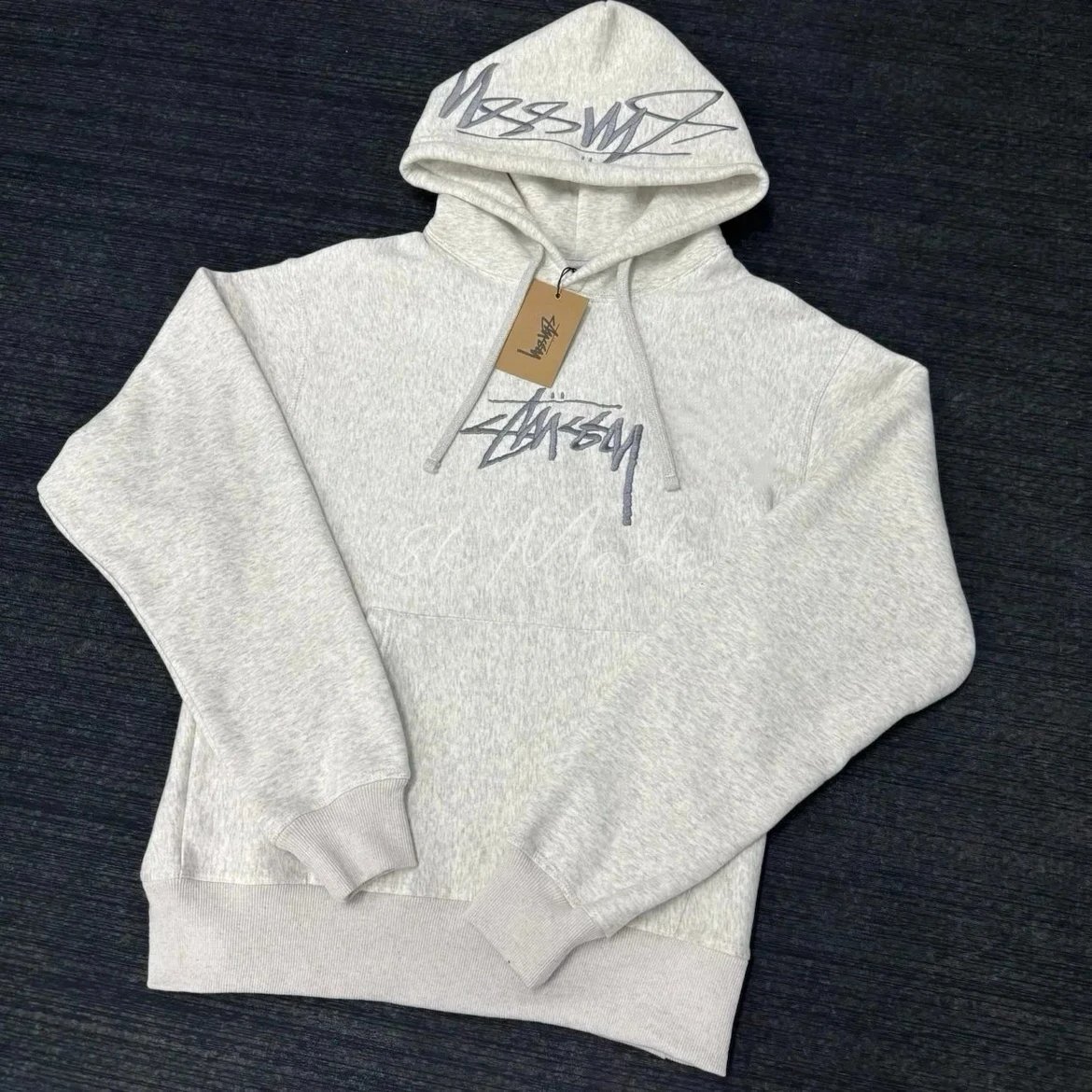 Stüssy Signature Script Hoodie Heather Gray Hoodie - 13