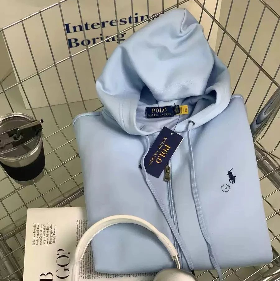Polo Ralph Lauren Hooded Jacket Full-Zip Fleece Light Blue