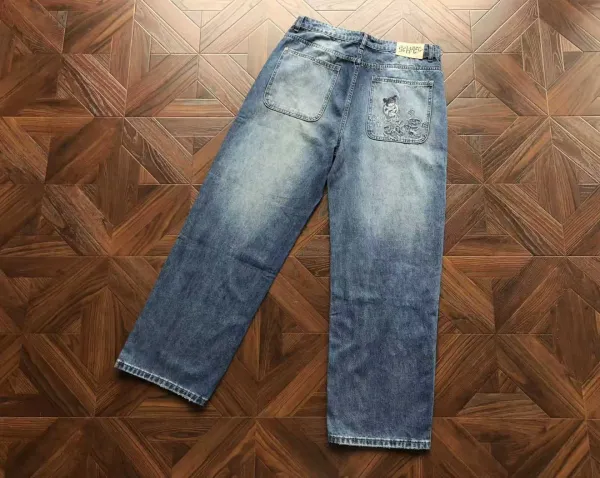 Design Wide-Leg Distressed Blue Jeans - 3
