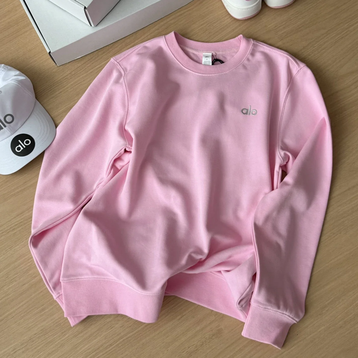 Small label unisex long-sleeved sweatshirt solid color round neck casual top product image