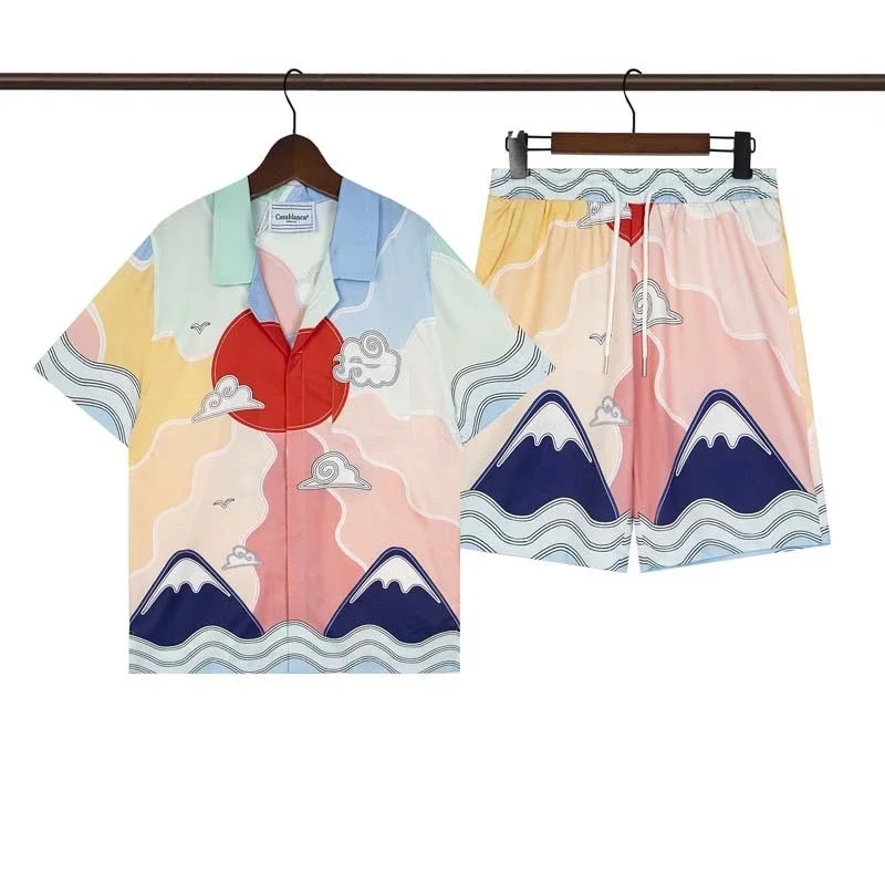 Beach flower shirt loose short sleeve shorts suit