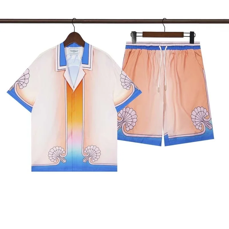 Beach flower shirt loose short sleeve shorts suit