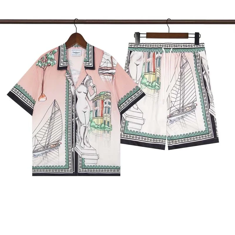 Beach flower shirt loose short sleeve shorts suit