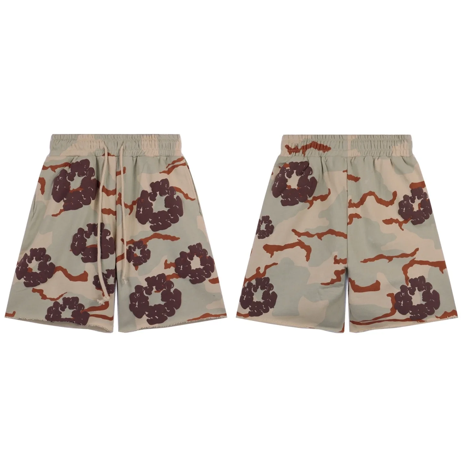 Camouflage foam print casual loose short-sleeved T-shirt shorts product image