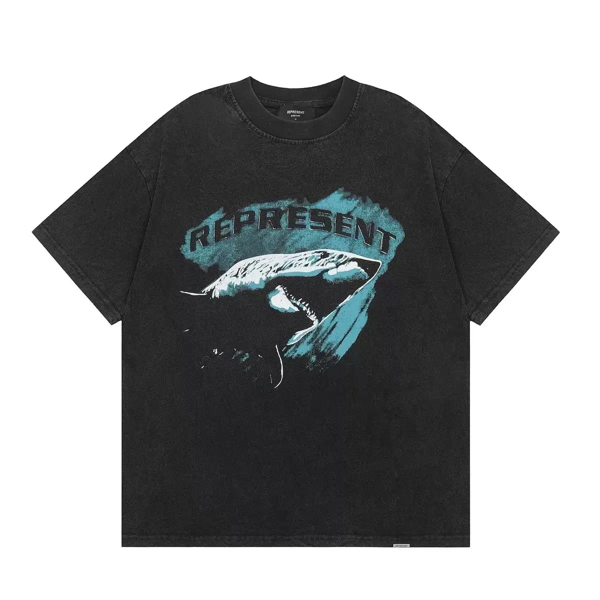 Collection Eagle Shark Pattern Printed Round Neck Short Sleeve Beauty Trendy Hip Hop
