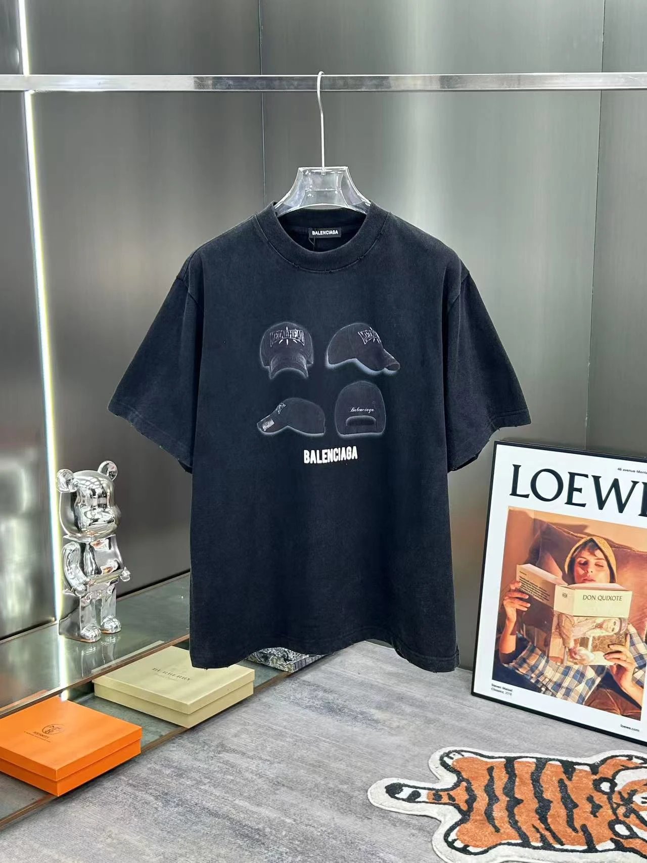 （代工品质）巴黎世家BAlLENCIAGA  春夏新款白墨直喷加厚板烫画水洗重磅310克做旧 短袖T恤 男女同款