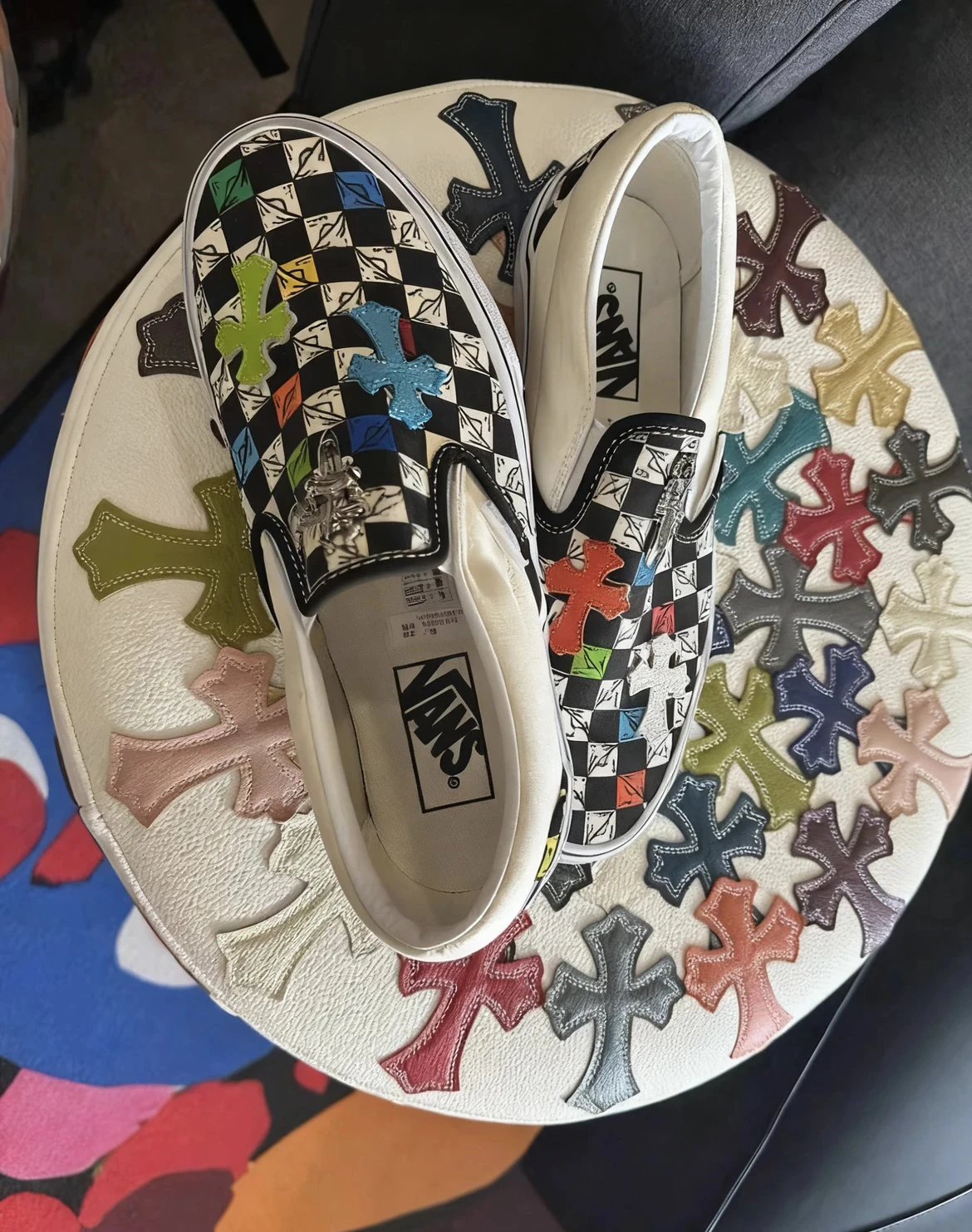 【 Spot 24 hours release 】 chromehearts, Kroheart Vans, Thousand Eye Color Painting, one size larger, declining in detail
