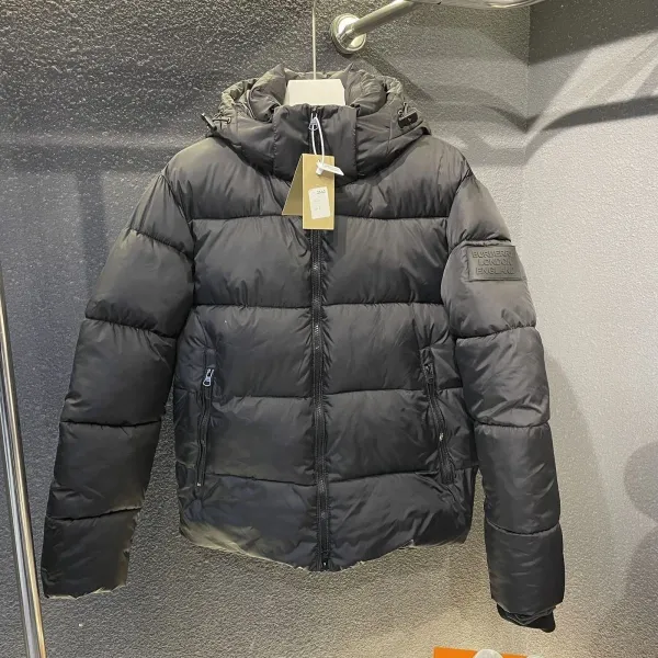 Burberry Down Jacket Black with Classic Check Hood - 11