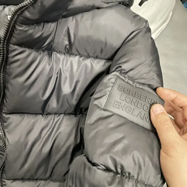 Burberry Down Jacket Black with Classic Check Hood - 13