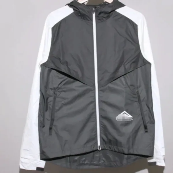Design Windbreaker Jacket Black and White Color-Block Hooded Outerwear - 1