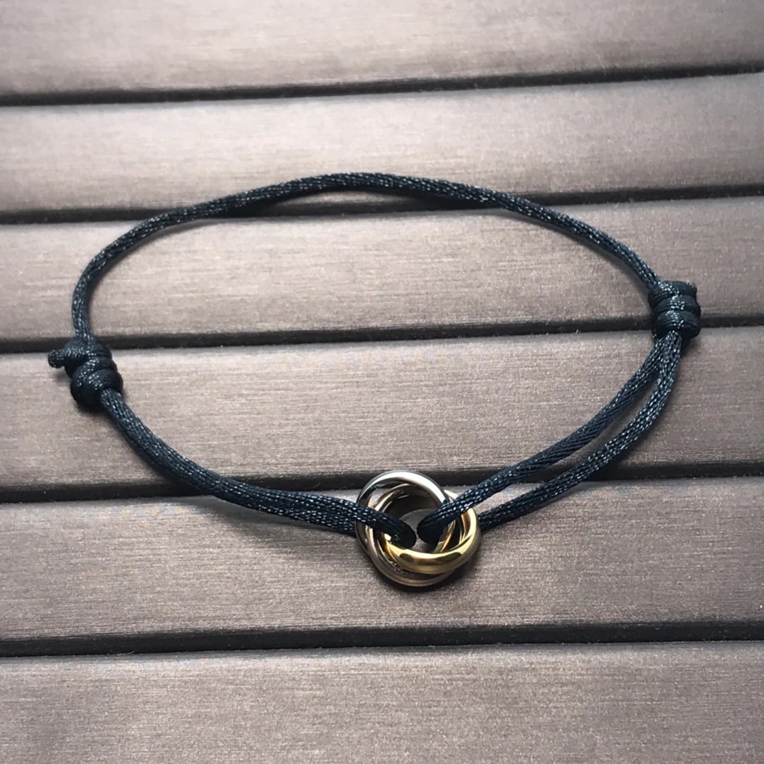 Black Triple Ring Tri-Color Handmade Bracelet