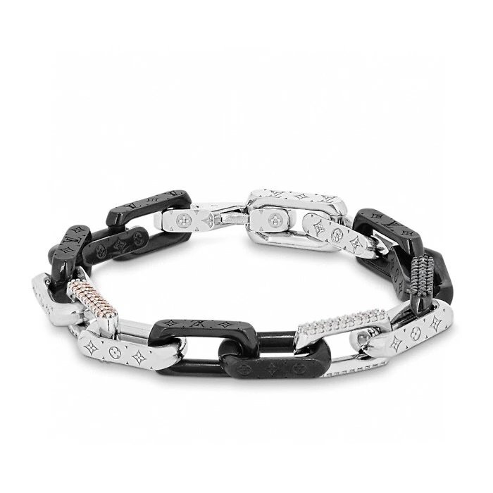 Louis Vuitton Chain Reaction Bracelet Black and Silver Metal Bracelet Jewelry